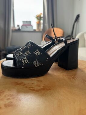 Gucci Janaya Platform Leather Block Heels